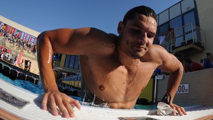 Florent Manaudou au Canet-en-Roussillon (Pyr&eacute;n&eacute;es-Orientales), le 11 juin 2014. (STEPHANE KEMPINAIRE / AFP)