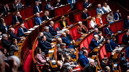 Les députés LR, à l'Assemblée nationale, le 17 février 2023. (AMAURY CORNU / HANS LUCAS / AFP)