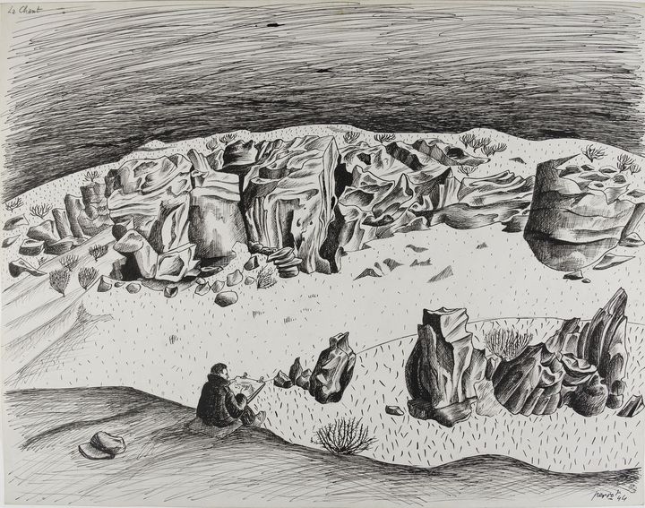 René Perrot, La Chant (Auvergne), 1944. Dessin. Mucem (© ADAGP, Paris 2022 ; photo : © RMN-Grand Palais (Mucem) / Franck Raux)