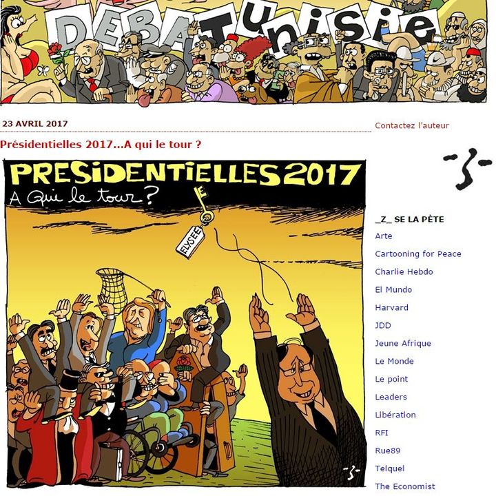 Caricature de Z sur son blog debatunisie.com (DR (capture d&#039;écran du blog debatunisie.com))