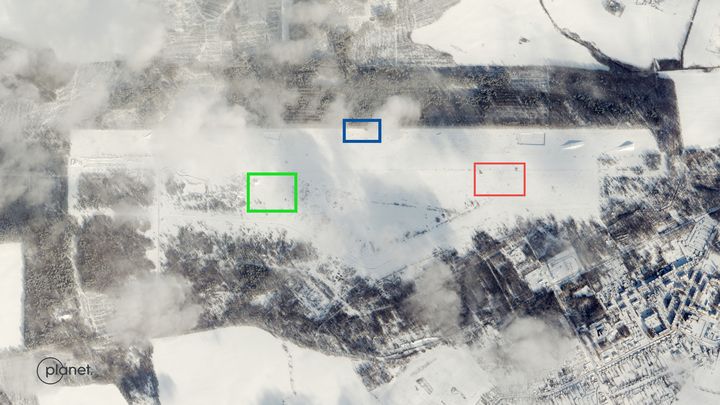 Image satellite de l'aérodrome militaire de Zyabrovka, dans la région de Gomel, dans l'est de la Biélorussie, le 4 février 2023. (PLANET LABS)