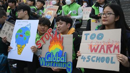 Corée du Sud : la grève pour le climat à Séoul, le 15 mars 2019.&nbsp; (JUNG YEON-JE / AFP)