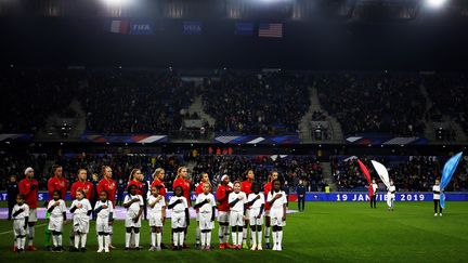 Les joueuses américaines avant&nbsp;une rencontre amicale contre les Françaises, le 19 janvier 2019&nbsp;au Havre (Seine-Maritime). (CHARLY TRIBALLEAU / AFP)