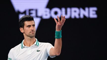 Le joueur de tennis Novak Djokovic, le 21 février 2021 à Melbourne (Australie). (WILLIAM WEST / AFP)