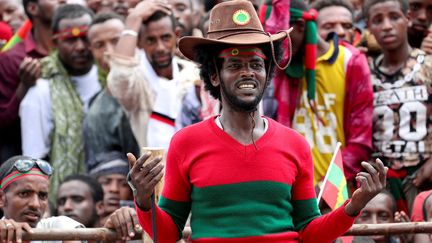 Un jeune Oromo lors d'un meeting du mouvement «Oromo first», le 23 octobre 2018 à Kemise, dans le nord-est de l'Ethiopie. (TIKSA NEGERI / REUTERS)