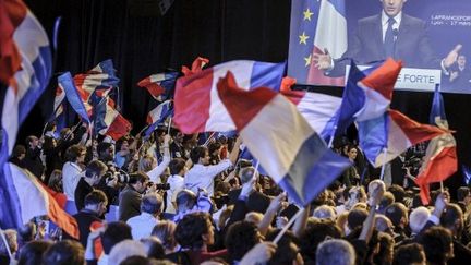 Nicolas Sarkozy en meeting à Chassieu, dans la banlieue de Lyon (JEAN-PHILIPPE KSIAZEK/AFP)