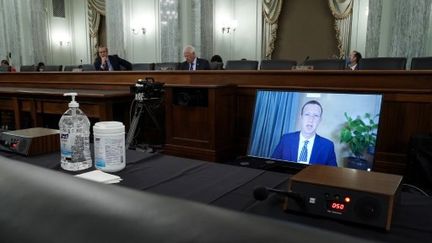 Mark Zuckerberg témoigne à distance lors d'une audition de la commission sénatoriale du commerce, des sciences et des transports avec de grandes entreprises technologiques le 28 octobre 2020 au Capitole à Washington, DC. (POOL / GETTY IMAGES NORTH AMERICA)