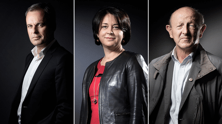 François de Rugy, Sylvia Pinel et Jean-Luc&nbsp;Bennahmias font partie des sept candidats à la primaire de la gauche. (JOEL SAGET / AFP)