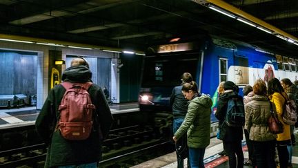 Un quai de la gare Saint-Lazare à Paris le 14 janvier 2020. (MATHIEU MENARD / HANS LUCAS / AFP)