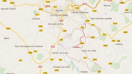 Une femme pr&eacute;tendument enceinte&nbsp;avait disparu avant d'&ecirc;tre retrouv&eacute;e saine et sauve, &agrave;&nbsp;Coubon (Haute-Loire), le 28 octobre 2014. ( GOOGLE MAPS)