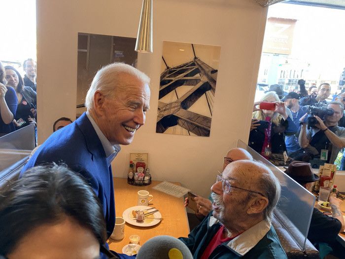 Joe Biden en campagne en Californie, en 2020. (GRÉGORY PHILIPPS / FRANCE-INFO)