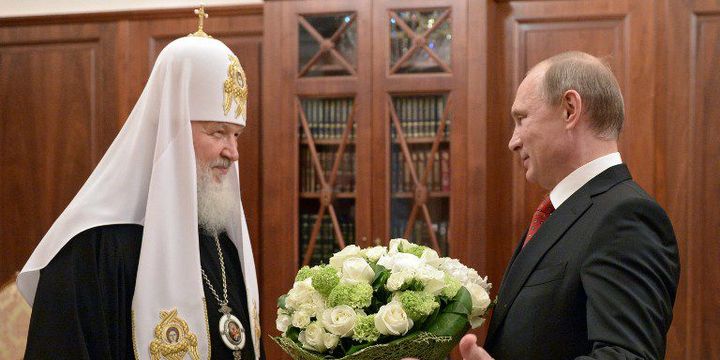 Une rencontre au Kremlin entre le président Vladimir Poutine et le patriarche de Moscou, le 24 mai 2015.  (Aleksei Nilosky/Ria Novosti/AFP)