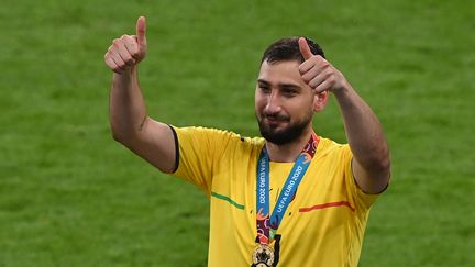 Gianluigi Donnarumma après la finale de l'Euro 2021 contre l'Angleterre, le 11 juillet à Wembley. (FACUNDO ARRIZABALAGA / AFP)