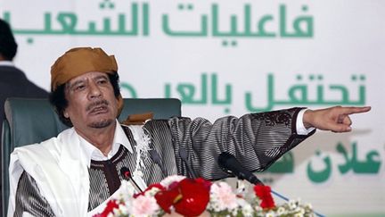 Le colonel Kadhafi le 2 mars 2011 à Tripoli. (AFP - Mahmud Turkia)