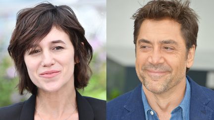 Charlotte Gainsbourg au Festival de Cannes le 17 mai 2017 et Javier Bardem au Festival de Cannes le 9 mai 2018. (MUSTAFA YALCIN / ANADOLU AGENCY / AFP et JACKY GODARD / PHOTO 12 / AFP)