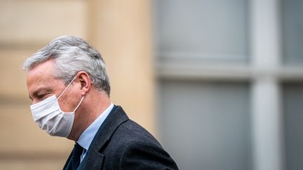 Le ministre de l'Economie Bruno Le Maire à la sortie du Conseil des ministres, le&nbsp;20 janvier 2021 à Paris. (XOS? BOUZAS / HANS LUCAS / AFP)