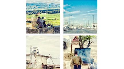 Graphiste puis photographe, l&#039;artiste livre dans ces &quot;cartes postales&quot; une Tunisie à l&#039;inverse de l&#039;image folklorique, faite de pompes à essence défraîchies, de murs décrépits, de carrioles et aussi du bleu de la mer et des moutons au milieu des fleurs.
 (Wassim Ghozlani)