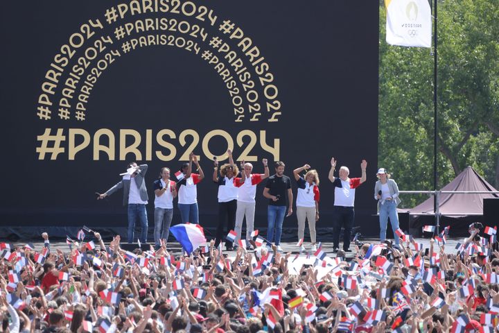 Cérémonie de clôture&nbsp;des JO de Tokyo 2020 au Trocadéro à Paris, le 8 août 2021, en présence de nombreux médaillés Français et des personnalités du monde du sport et du Président du comité Tony Estanguet.&nbsp; (PH LAVIEILLE / MAXPPP)