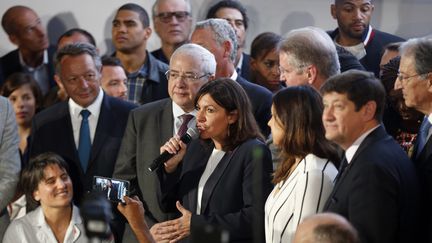 Anne Hidalgo annonce officiellement la candidature de Paris pour l'organisation des JO en 2024, le 23 juin 2015, &agrave; Paris. (FRANCOIS GUILLOT / AFP)