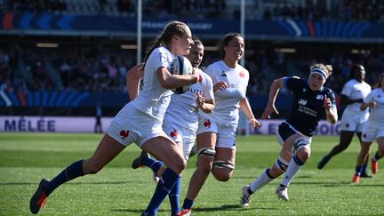 Emilie Boulard a inscrit trois essais face à l'Ecosse lors du Tournoi des six nations, le 16 avril 2023. (MAXPPP)