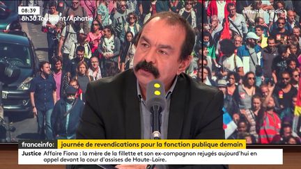 Philippe Martinez, secrétaire général de la CGT, le 9 octobre 2017 sur franceinfo.&nbsp; (RADIO FRANCE)