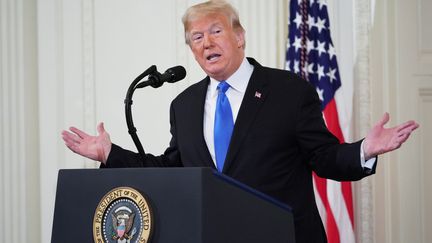 Le président américain Donald Trump le 7 novembre 2018, lors d'une conférence de presse. (MANDEL NGAN / AFP)