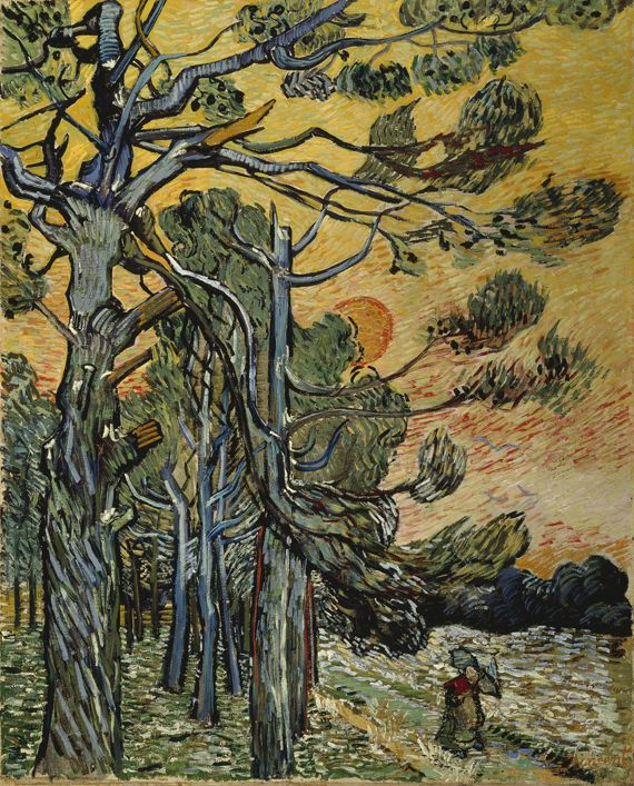 Vincent Van GoghPins au coucher du soleilD&eacute;cembre 1889,huile sur toile,91,5 x 72 cm.Sign&eacute;e en bas &agrave; gauche : VincentKr&ouml;ller-M&uuml;ller Museum, Otterlo (COLLECTION KRÖLLER-MÜLLER MUSEUM,)