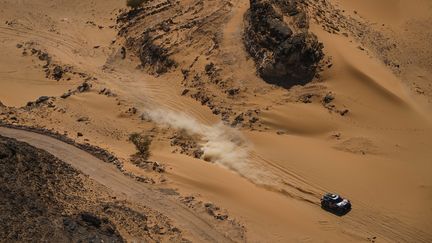 Un des buggys engagés sur le Dakar 2022 en Arabie Saoudite.&nbsp; (RED BULL MEDIA / MAXPPP)