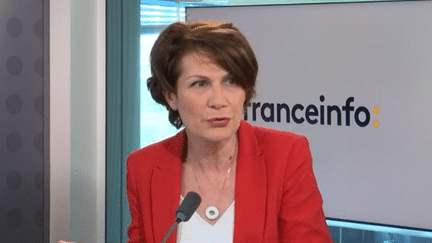 Dominique Carlac'h, candidate à la présidence du Medef, était l'invitée de franceinfo, le 2 mai 2023. (FRANCEINFO / RADIOFRANCE)