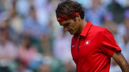 Le tennisman suisse Roger Federer, le 5 ao&ucirc;t 2012 &agrave; Wimbledon, en finale des JO de Londres. (MARTIN BERNETTI / AFP)