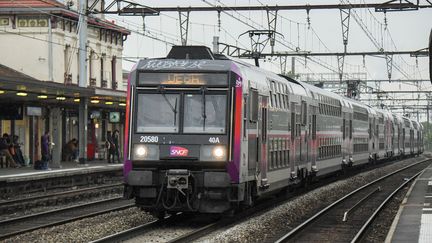 Un train sur la ligne du RER C, en gare de Vitry-sur-Seine (Val-de-Marne), le 14 mai 2018.&nbsp; (PATRICK LEVEQUE / SIPA)