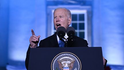 Joe Biden en Pologne, le 26 mars 2022. (BRENDAN SMIALOWSKI / AFP)