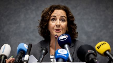 La maire d'Amsterdam, Femke Halsema, le 9 novembre 2024 à Amsterdam aux Pays-Bas lors d'une conférence de presse. (KOEN VAN WEEL / ANP MAG / AFP)