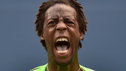 Le Fran&ccedil;ais Ga&euml;l Monfils exhulte apr&egrave;s avoir remport&eacute; le deuxi&egrave;me set face au Bulgare Grigor Dimitrov lors de l'US Open de tennis &agrave; New York (Etats-Unis), le 2 septembre 2014. (STAN HONDA / AFP)