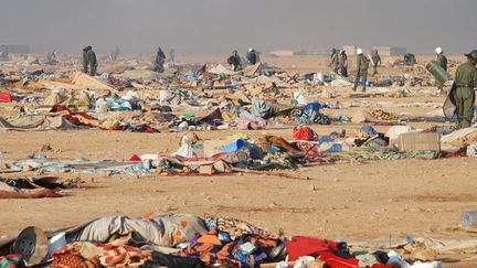 Le camp de déplacés sahraouis de Gdeim Izik, après son démantèlement par les forces de l'ordre marocaines, le 8 novembre 2010, près de Laâyoune au Sahara occidental. (MAP/AFP)