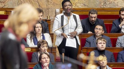 Danièle Obono, LFI deputy, at the National Assembly, January 17, 2024. (VINCENT ISORE / MAXPPP)