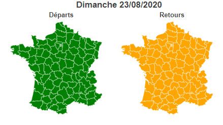 La journée de dimanche est classé vert dans le sens des départs et orange dans le sens des retours sur tout le territoire. (BISON FUTE)