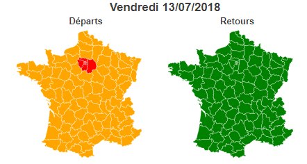 Prévisions de circulation pour le 13 juillet 2018. (BISON FUTE)