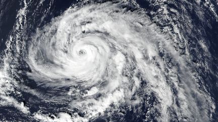 Image satellite de l'ouragan Ophelia approchant les Açores, le 13 octobre 2017. (NASA EARTH OBSERVATORY / AFP)