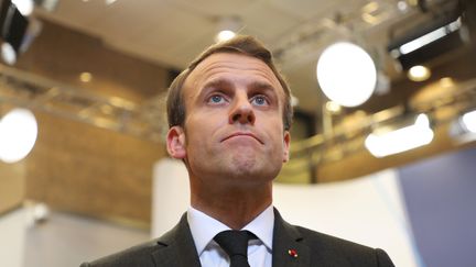 Le président de la République, Emmanuel Macron, le 22 mars 2019 à Bruxelles (Belgique). (LUDOVIC MARIN / AFP)