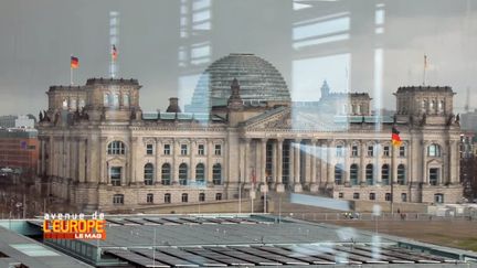 CAPTURE D’ÉCRAN "AVENUE DE L'EUROPE" / FRANCE 3;&nbsp;La chancelière face au Bundestag, ou le partage des pouvoirs à l'allemande (CAPTURE D’ÉCRAN "AVENUE DE L'EUROPE" / FRANCE 3)