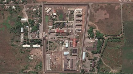 Une image satellite de l'entreprise Maxar Technologies montre le site de la prison d'Olenivka, dans la région occupée de Donetsk.&nbsp; (AFP)