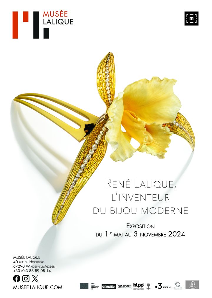 Affiche de l'exposition "René Lalique, l'inventeur du bijou moderne" au musée Lalique. (MUSEE LALIQUE)