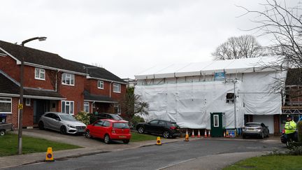 Le domicile de l'ancien espion russe&nbsp;Sergei Skripal&nbsp;à Salisbury empoisonné au Novitchok (Royaume-Uni), le 4 mars 2019. (ADRIAN DENNIS / AFP)