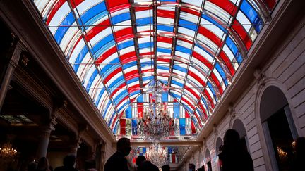 Inauguration de Pavoisé, travail de l'artiste Buren au Palais de l'Elysée à Paris, le 13 septembre 2021 (GONZALO FUENTES / POOL)