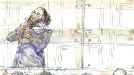 Abdelkader Merah lors de son procès&nbsp;devant la cour d'assises spéciale de Paris, le&nbsp;13 octobre 2017. (BENOIT PEYRUCQ / AFP)