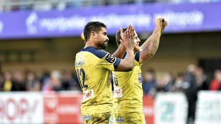 Les Clermontois après leur victoire à Montpellier. (SYLVIE CAMBON / MAXPPP)