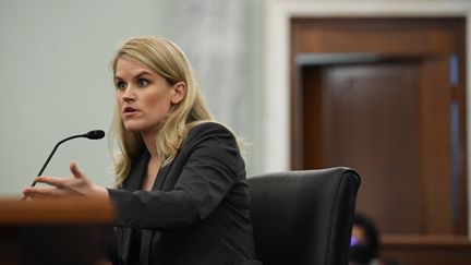 La lanceuse d'alerte Frances Haugen est auditionnée par le Sénat américain à Washington, le 5 octobre 2021. (POOL / GETTY IMAGES NORTH AMERICA / AFP)