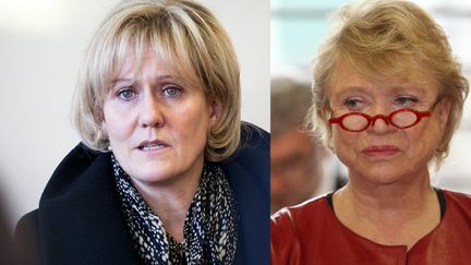 La secr&eacute;taire d'Etat &agrave; l'Apprentissage, Nadine Morano, et la candidate d'Europe Ecologie-Les Verts &agrave; la pr&eacute;sidentielle, Eva Joly. (MAXPPP)