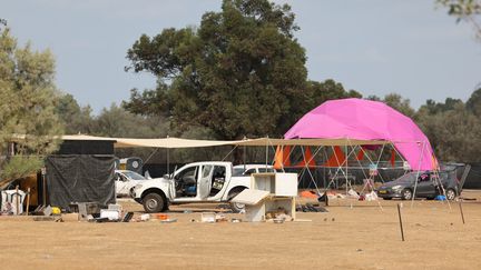 Le site du festival attaqué par le Hamas, dans le sud d'Israël, le 8 octobre 2023. (JACK GUEZ / AFP)